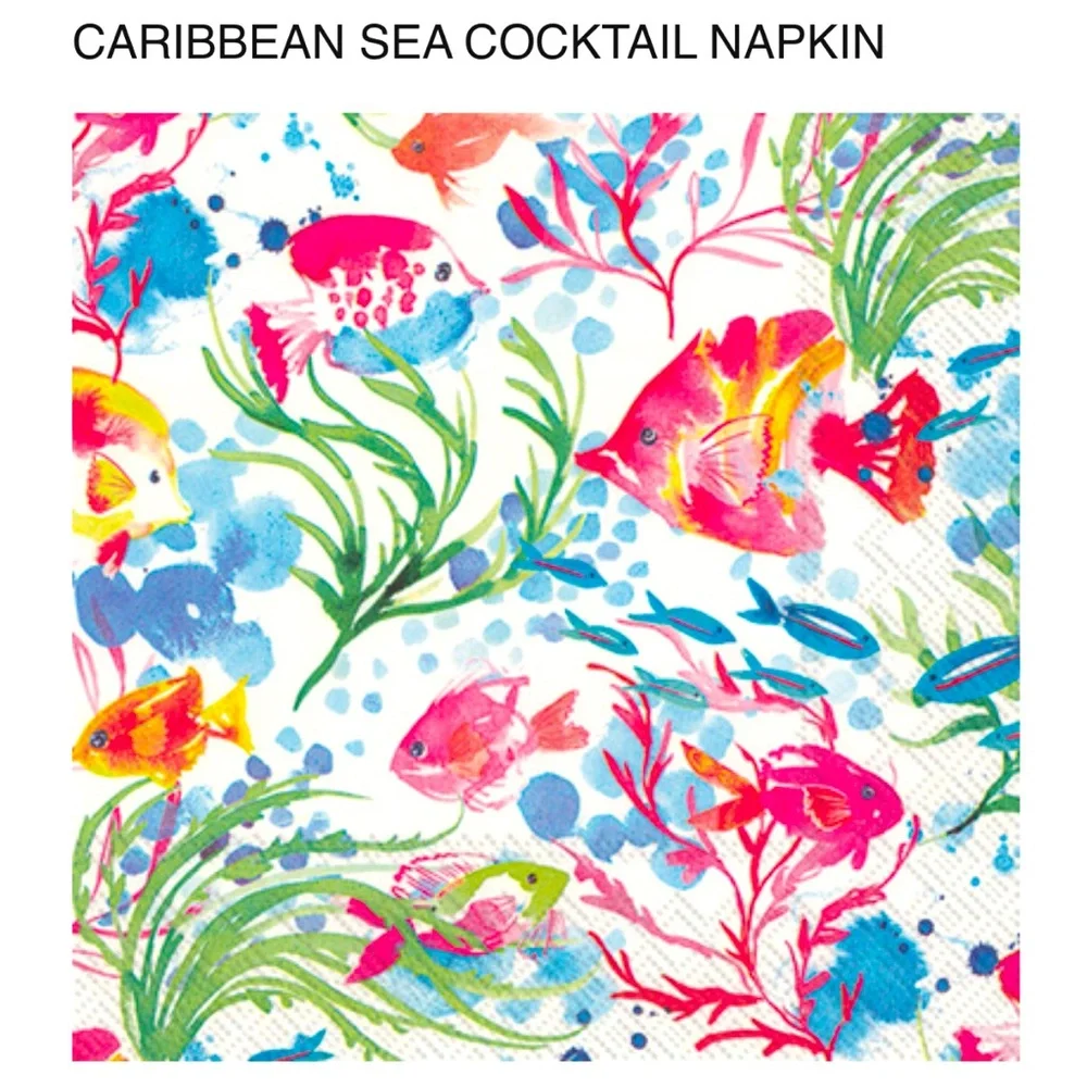 Boston International Cocktail Beverage Napkins - Caribbean Sea, 40 ct